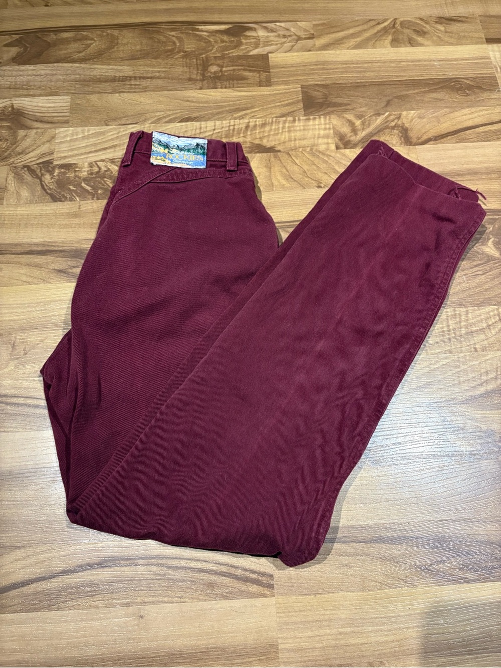 Vintage Rockies Bareback Jean Roughly 27/28 Maroon Red Denim Western Country